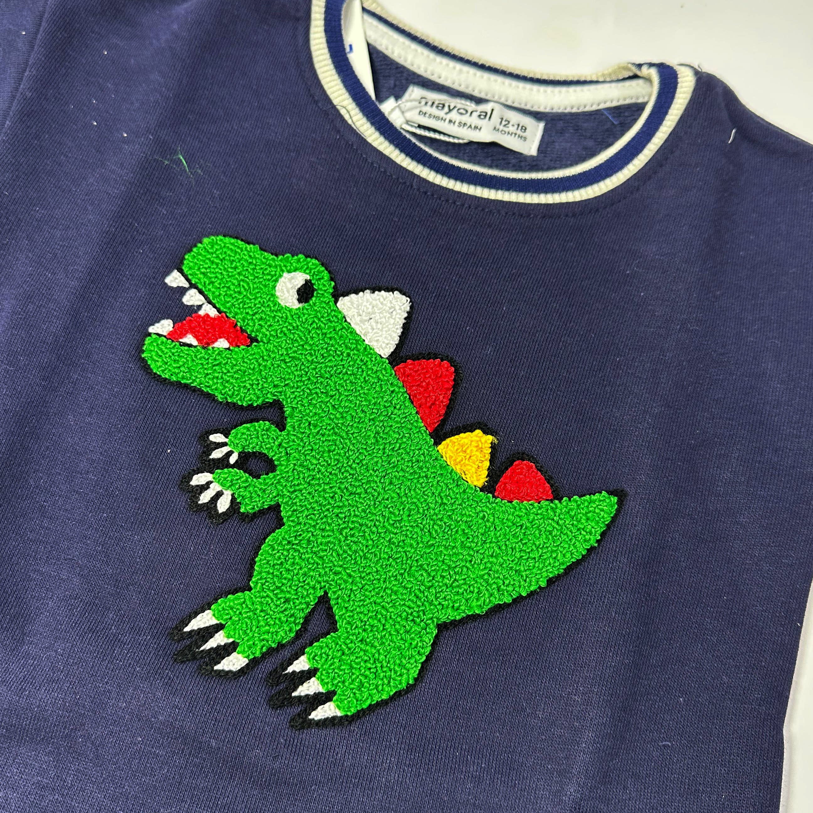 Navy Dinosaur Terry Fabric Sweatshirt