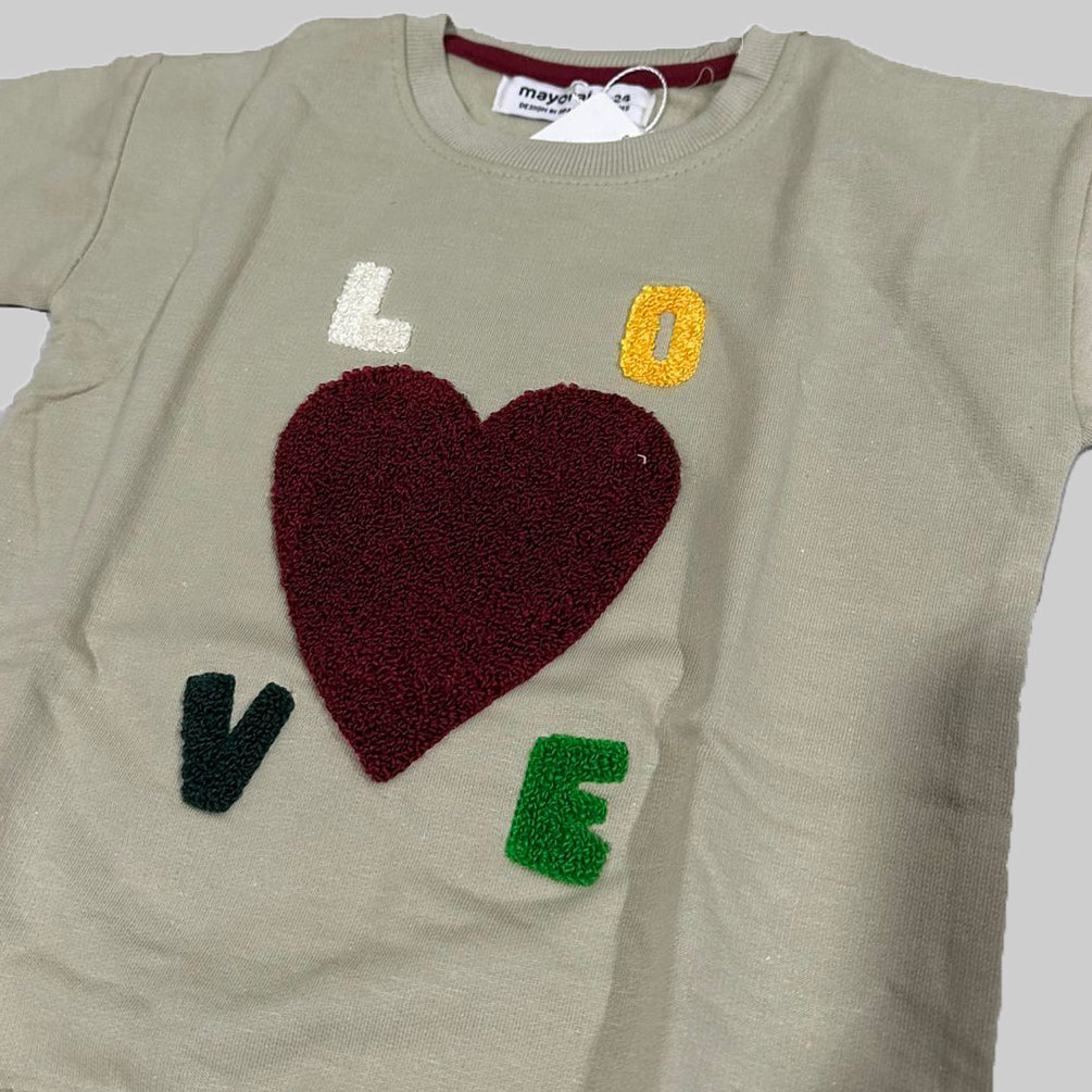 Beige Love Fleece Fabric Sweatshirt
