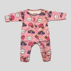 Pink Heart & Clouds Print Romper For Winters