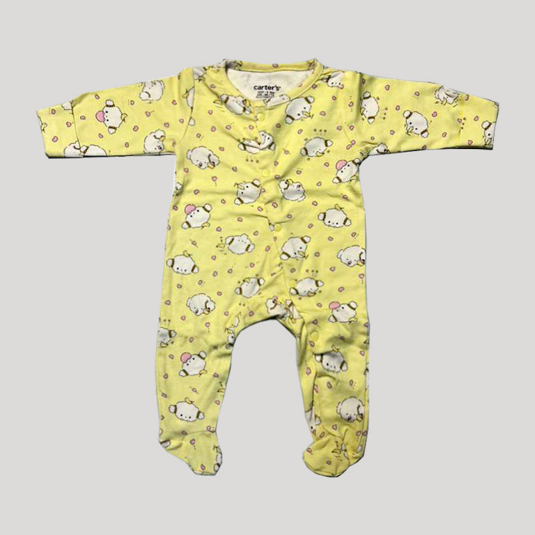 Yellow Sheep Print Romper For Winters