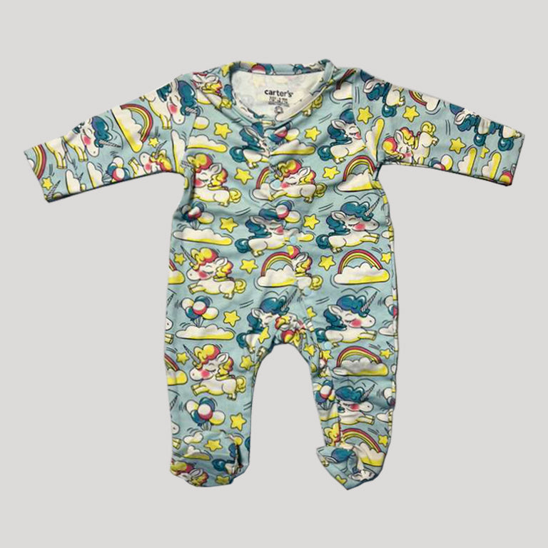 Blue Unicorn Print Romper For Winters Secondary image