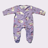 Purple Smile Cat Print Romper For Winters