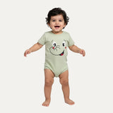 Light Green  Elephant Print Half Body Romper For Summers