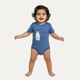 Blue Bestie Print Half Body Romper For Summers