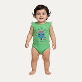 Green Daddy Cool Pop Print Half Body Romper For Summers