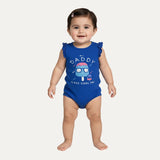 Blue Daddy Cool Pop Print Half Body Romper For Summers