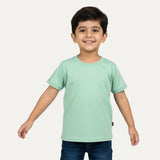 Turquoise Plain Half Sleeves T-Shirt For Boys