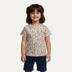 White Leopard With Hearts Print T-shirt Top For Girls