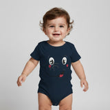 Navy Blue Elephant Print Half Body Romper For Summers