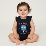 Black Daddy Cool Pop Print Half Body Romper For Summers