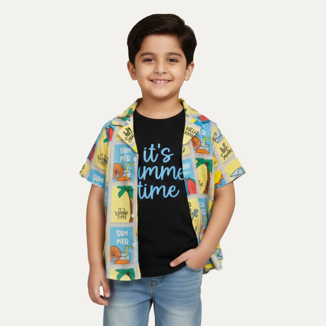 Mix It's Summer Time Print Casual Shirt For Boys Main image