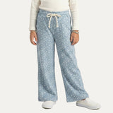 Blue With White Flowers Printed Flapper For Girls