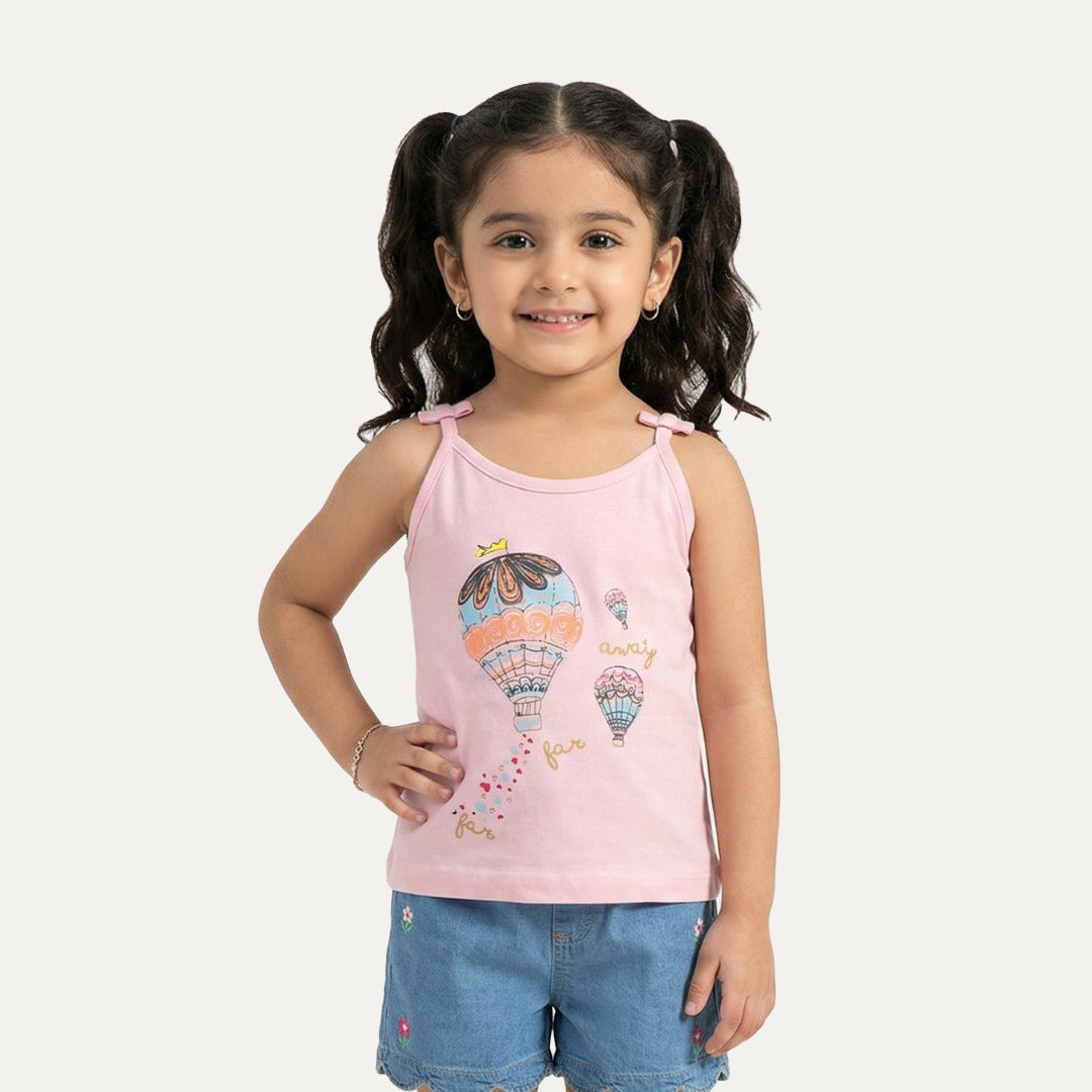 Baby Pink Air Ballon Print T-shirt Top For Girls Main image