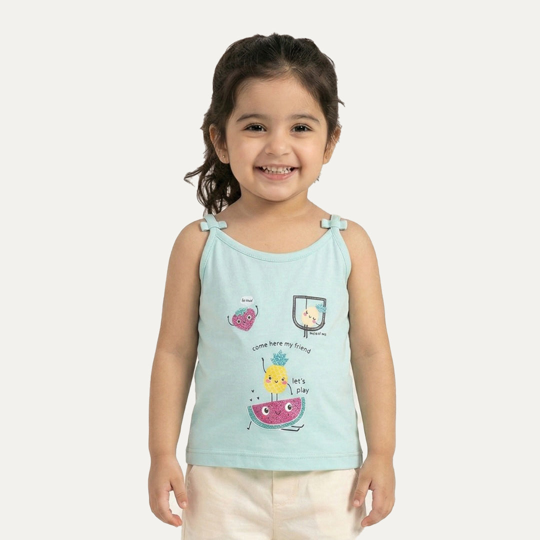 Blue Let's Play Print T-shirt Top For Girls Main image