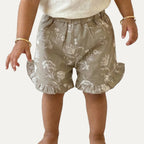 Grey Flowers Print Shorts For Girls
