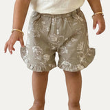 Grey Flowers Print Shorts For Girls