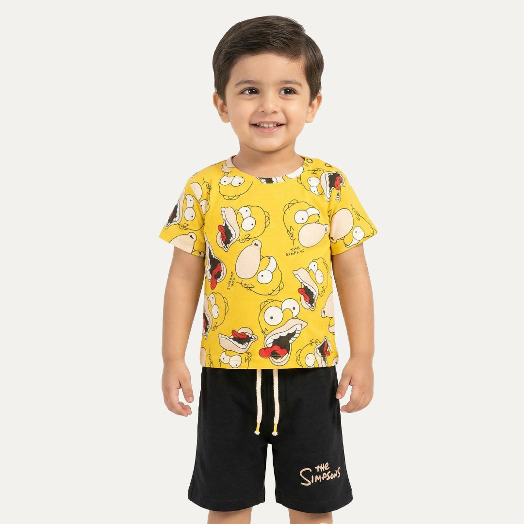 Yellow Cartoon Print Suit For Summers Main image