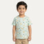 Turquoise Tiger Print Half Sleeves T-Shirt For Boys