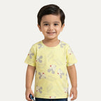 Yellow Mickey Mouse Print Half Sleeves T-Shirt For Boys