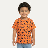 Orange Mickey Mouse Print Half Sleeves T-Shirt For Boys