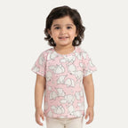 Pink Elephants Print T-shirt Top For Girls