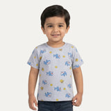 Blue Shark Print Half Sleeves T-Shirt For Boys