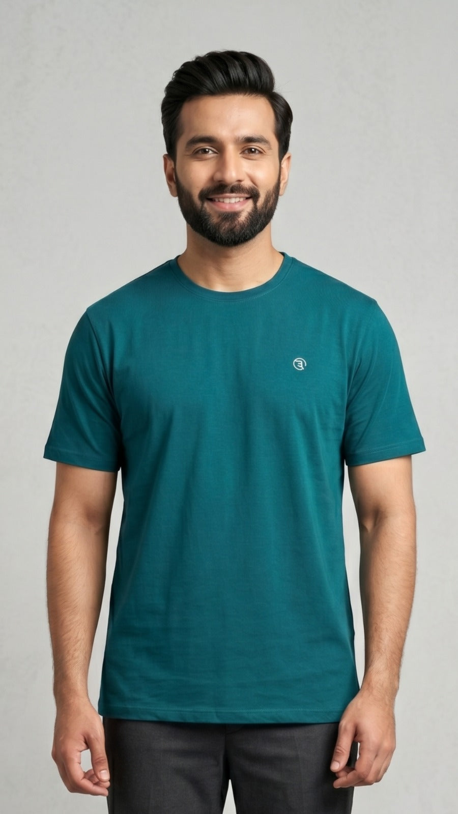 Teal Blue Plain T-shirt For Men Main image