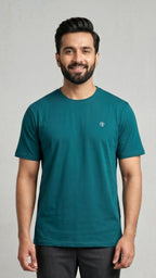 Teal Blue Plain T-shirt For Men