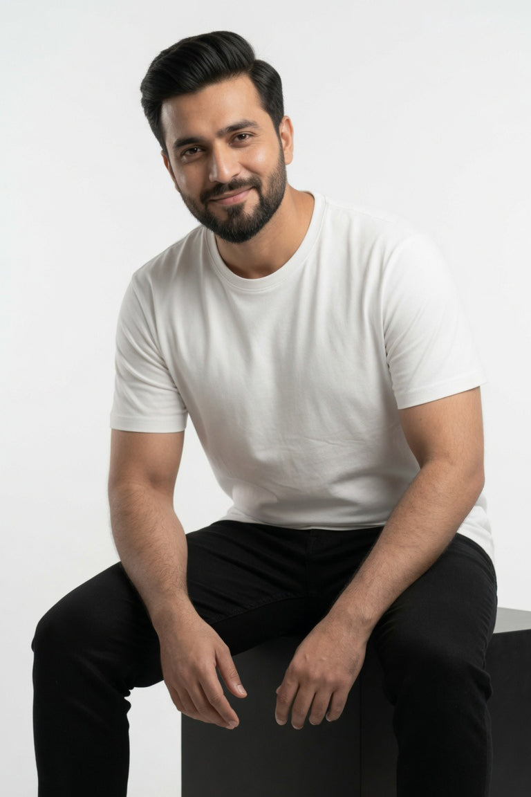 White Plain T-shirt For Men