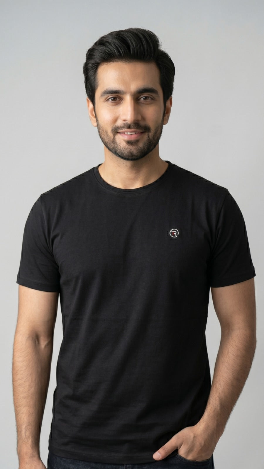 Black Plain T-shirt For Men Main image