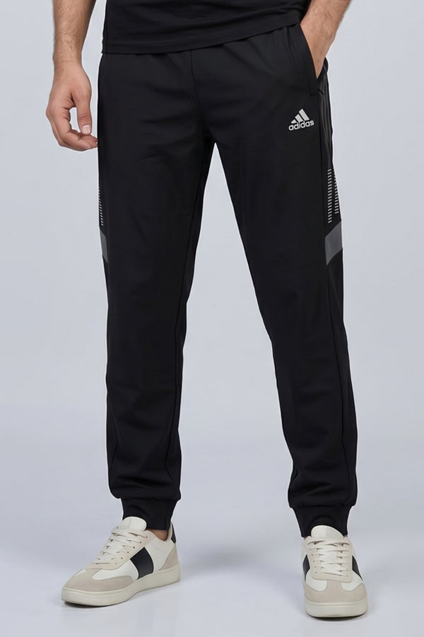 Black Dri-Fit Lines Trouser For Mens