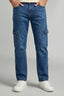 Dark Blue Cargo Denim Jeans For Mens