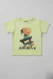 Pista Green Archive Boy Print Half Sleeves T-Shirt For Boys