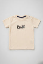 Peach Paul Print T-shirt Top For Boys