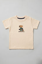 Light Peach Achive Boy Print Half Sleeves T-Shirt For Boys