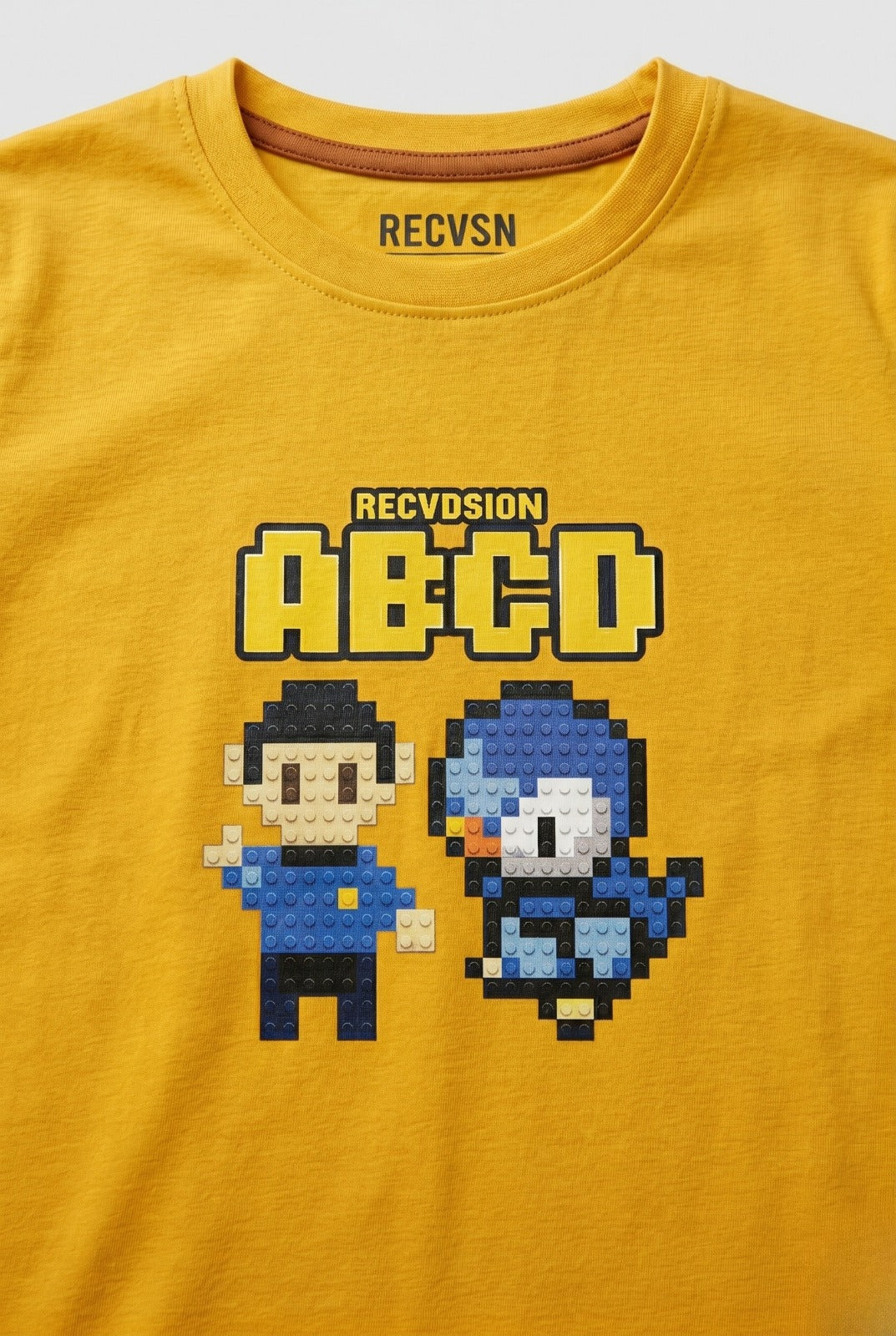Mustard ABCD Print T-Shirt For Boys