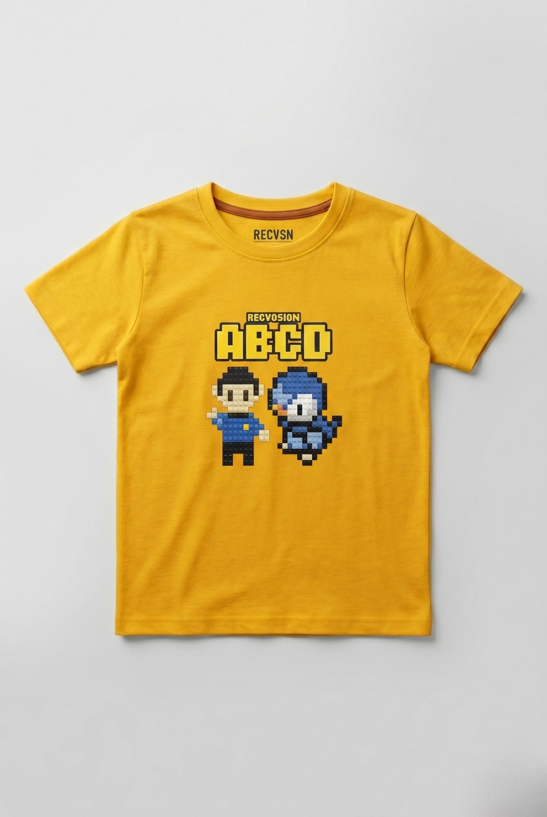 Mustard ABCD Print T-Shirt For Boys Secondary image