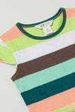 White Green Grey Stripes With Hair Band Frock For Girls