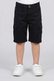 Black Denim Plain Cargo Pocket Shorts For Unisex