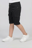 Black Denim Plain Cargo Pocket Shorts For Unisex