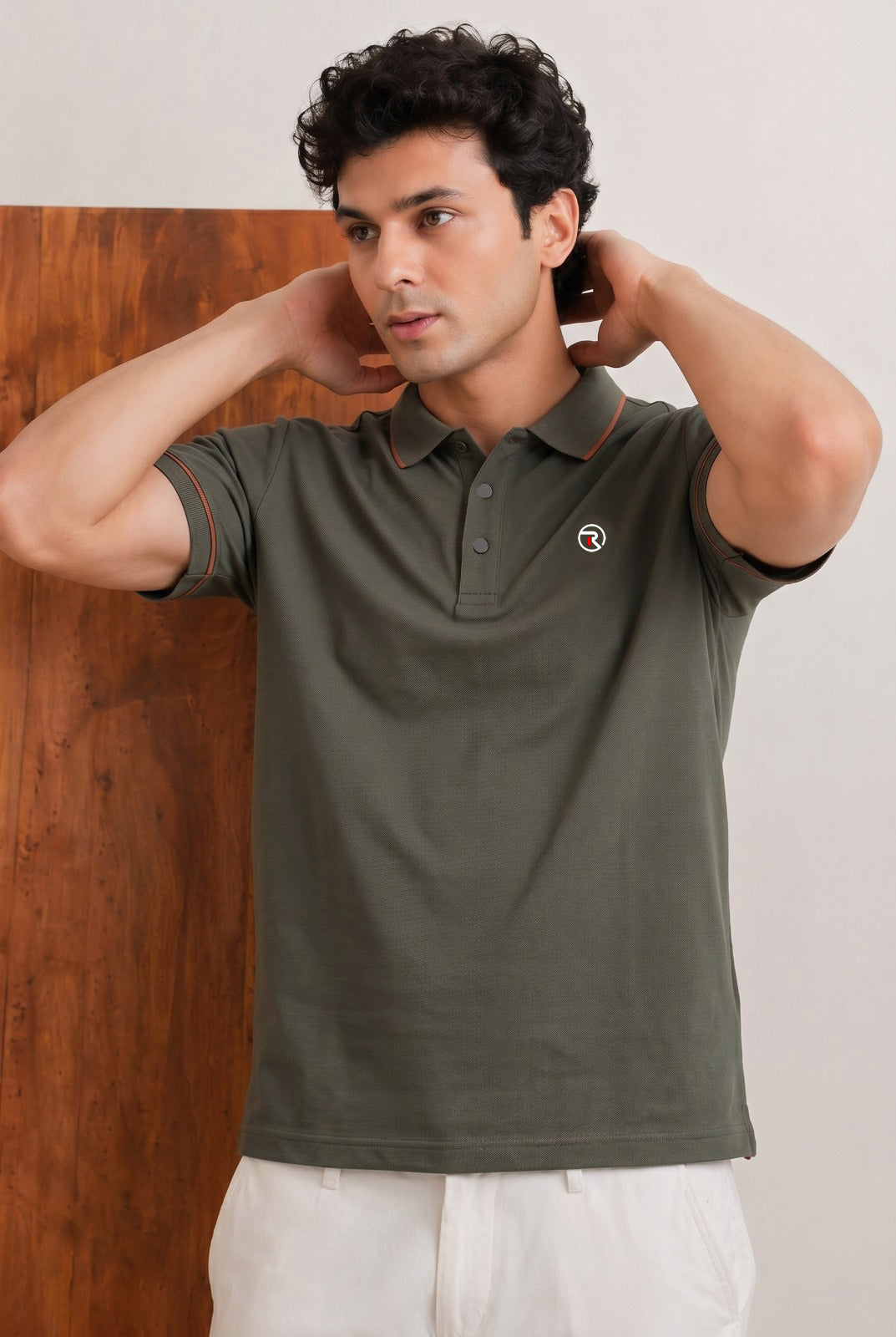 Green Dri-FIt Fabric Polo For Mens Main image