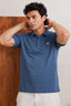 Navy Blue Black Lines Dri-Fit Fabric Polo For Mens