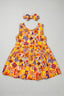 Yellow Sun Flowers With Hair Band Frock For Girls