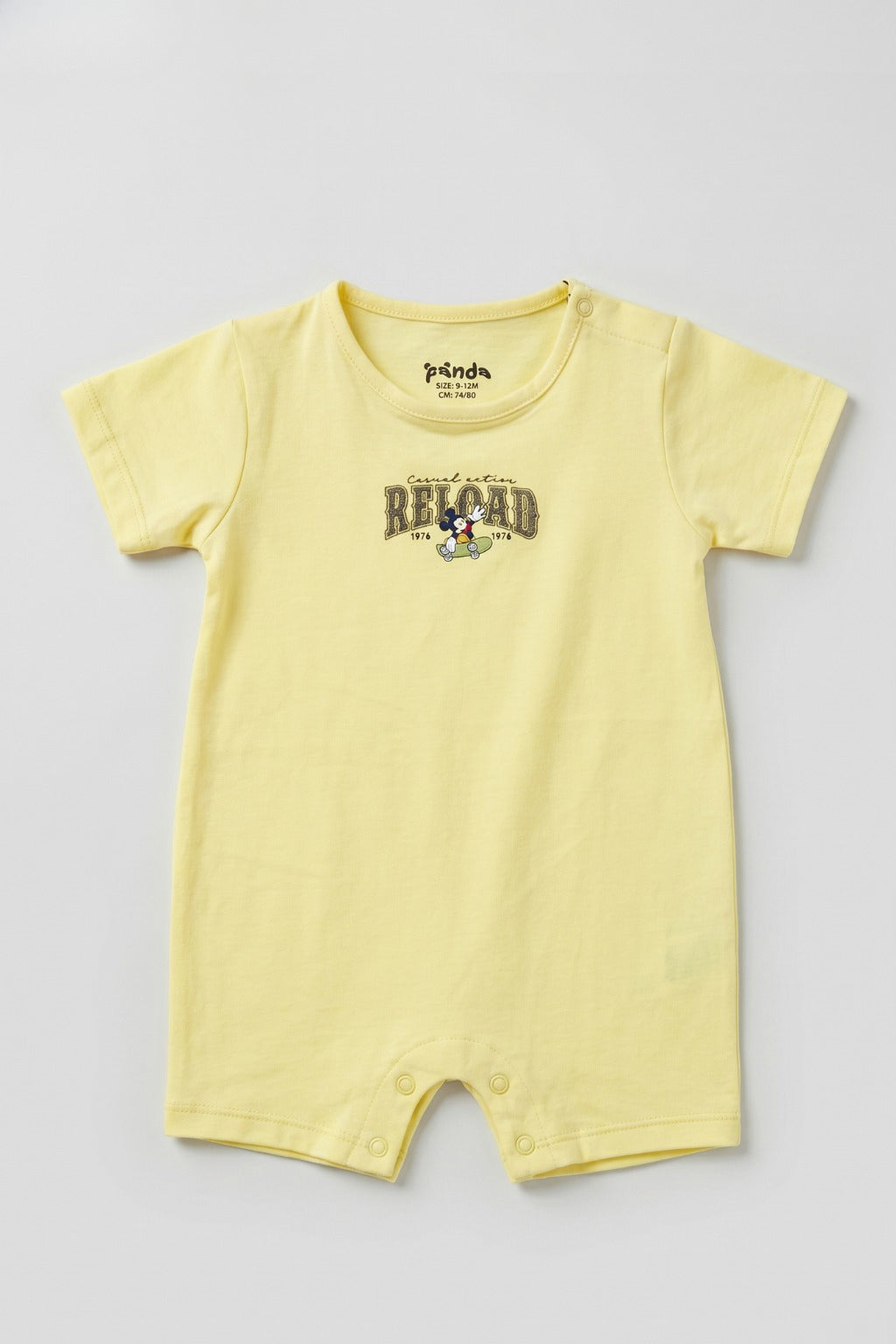 Yellow Reload Mickey Print Half Body Romper For Boys Main image