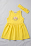 Yellow Butterfly Print With Hair Band Frock For Girls