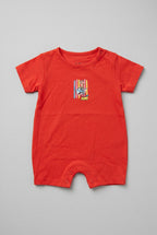Orange Tom & Jerry Print Half Body Romper For Boys