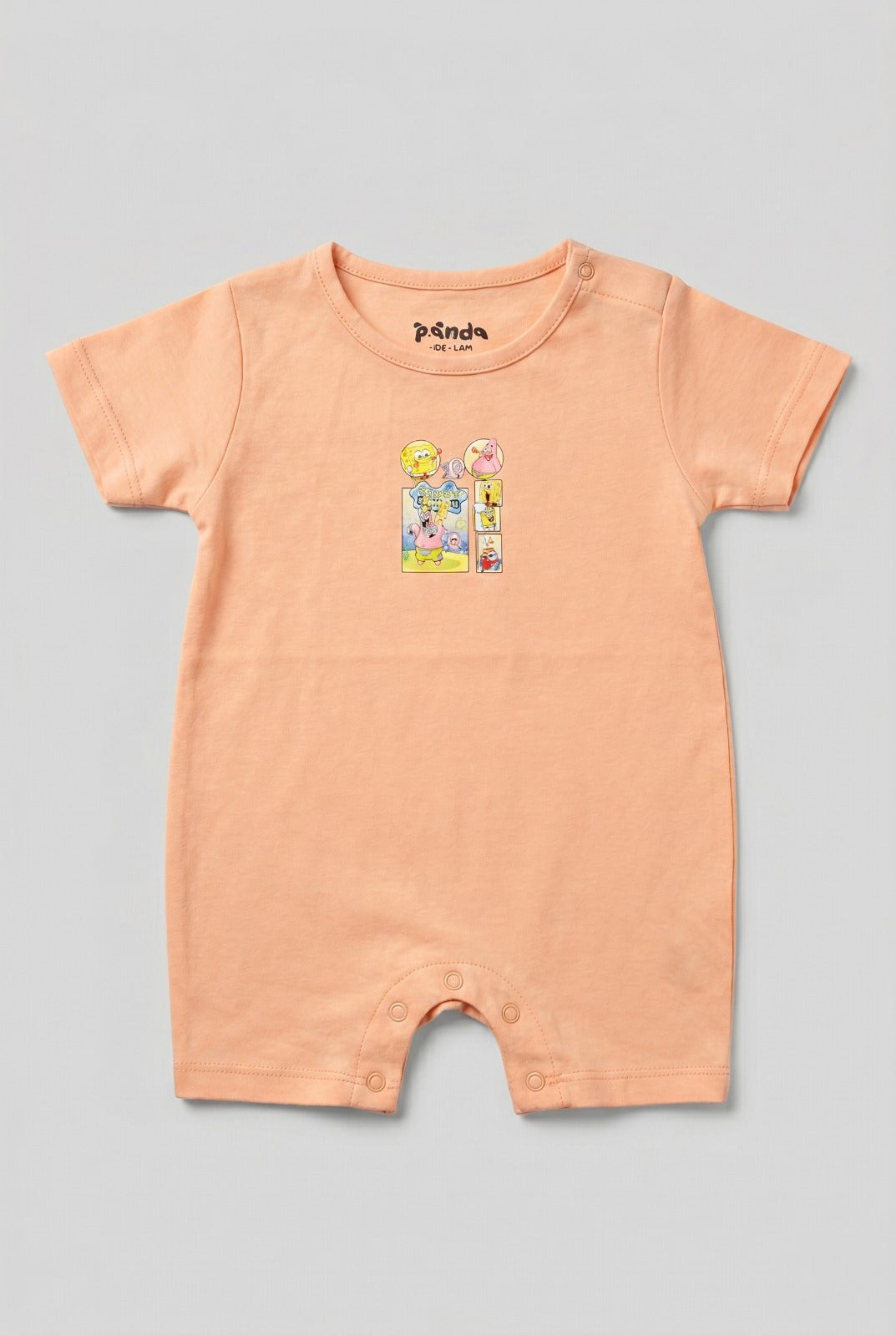 Peach SpongeBob Print Half Body Romper For Boys Main image