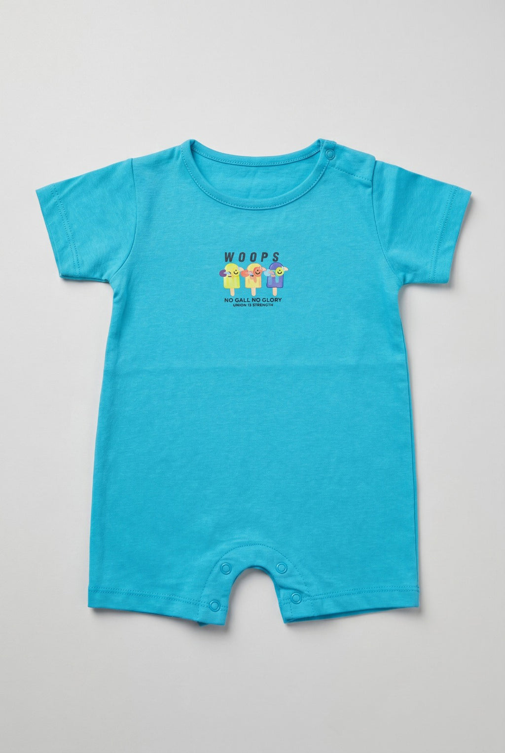Blue Woops Print Half Body Romper For Boys
