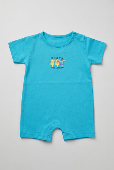 Blue Woops Print Half Body Romper For Boys