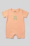 Peach SpongeBob Print Half Body Romper For Boys